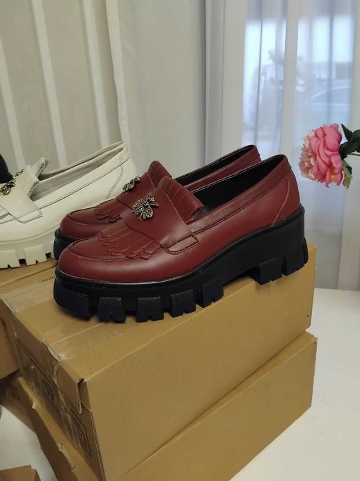 Vand mocasini dama din piele naturala Visiniu!