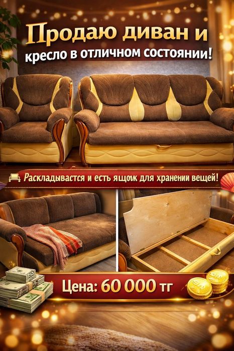 Продаю диван и кресло