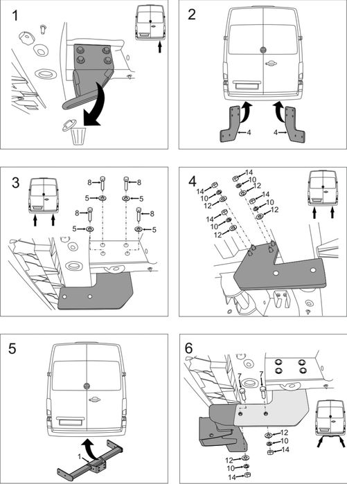 Carlig Remorcare Crafter 2017 - 2026 Cârlige PENTRU BARĂ SPATE SIMPLĂ