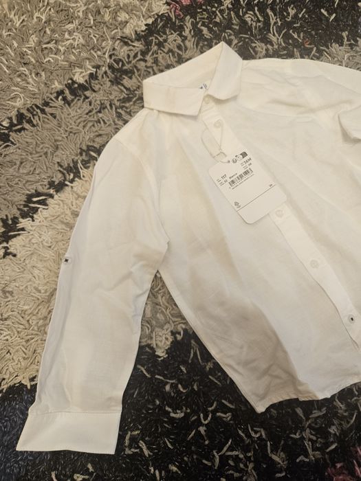 Camasa alba din in pentru baiat Mayoral
