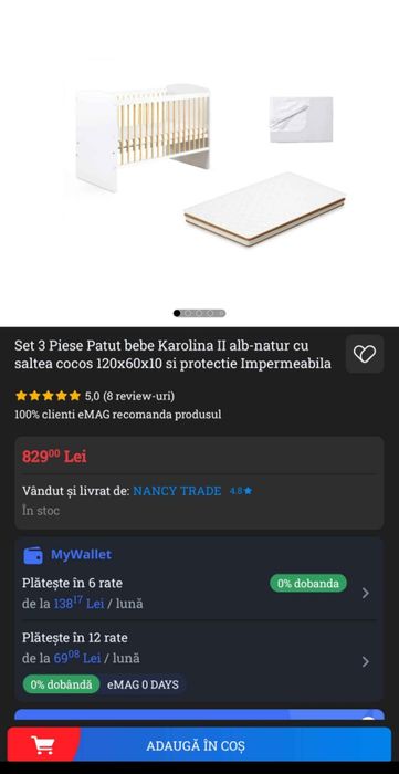 Pătuț bebe alb Karolina