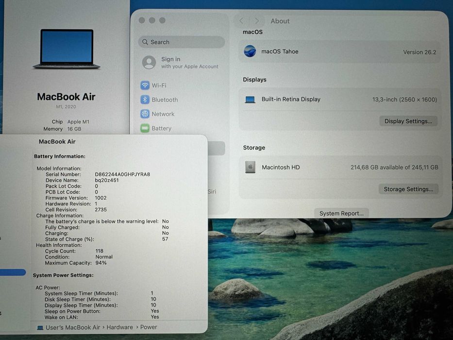 13.3' Apple MacBook Air M1 2020 Space Grey 16GB RAM/256GB SSD/Бат 14ч