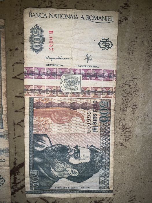 Bancnote românești vechi 1998 Brâncuși 500 lei Eminescu 1000 lei