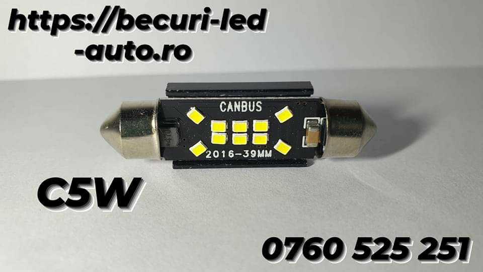 Bec Led C5W Sofit 39mm/41mm (lumină alb-rece)Can-bus 100%