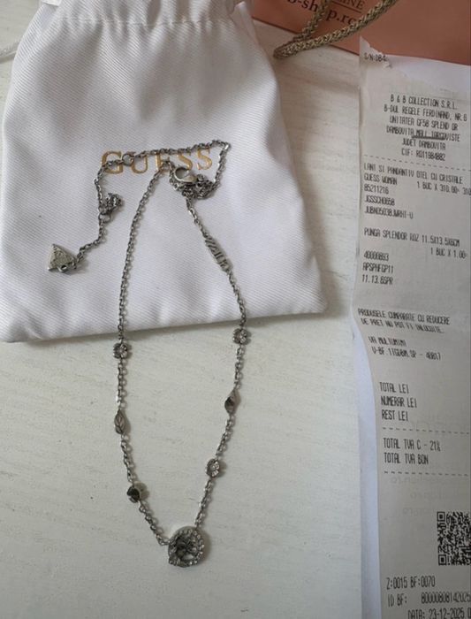 Lanț și pandantiv cu cristale Guess Woman
