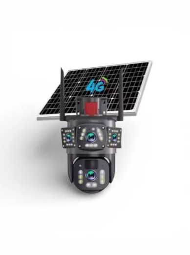 Соларна безжична въртяща камера с 4 обектива 4G 12MP работи с СИМ SIM