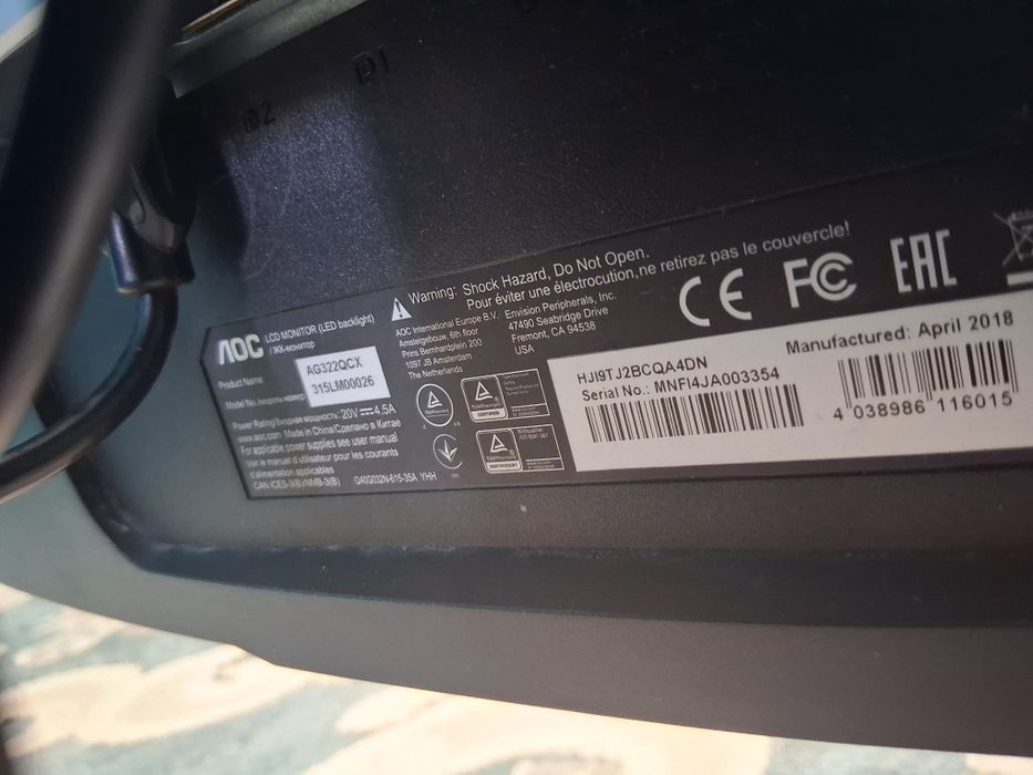 Vand monitor geming  aoc agon model AG322QCX