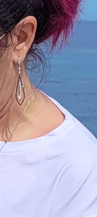 Cercei aur alb cu diamante  negre si albe