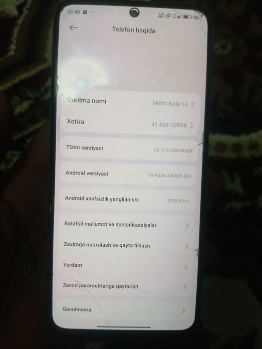 Redmi note 12 4/128 gb sotiladi