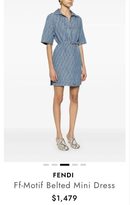 FENDI Ff-Motif Belted Mini Dress Оригинална Рокля, Нова