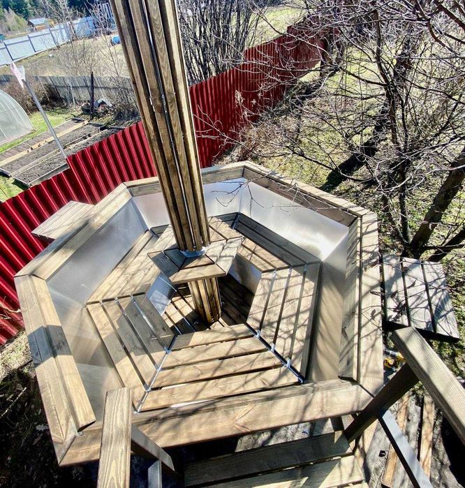 Большой банный чан из нерж. стали с водяным контуром (на 6-8 человек)