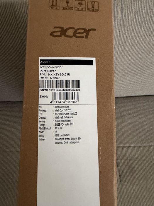 Acer Aspire 3 A317-54 • Intel i7-1255U • 16GB DDR4• 512GB • SIGILAT