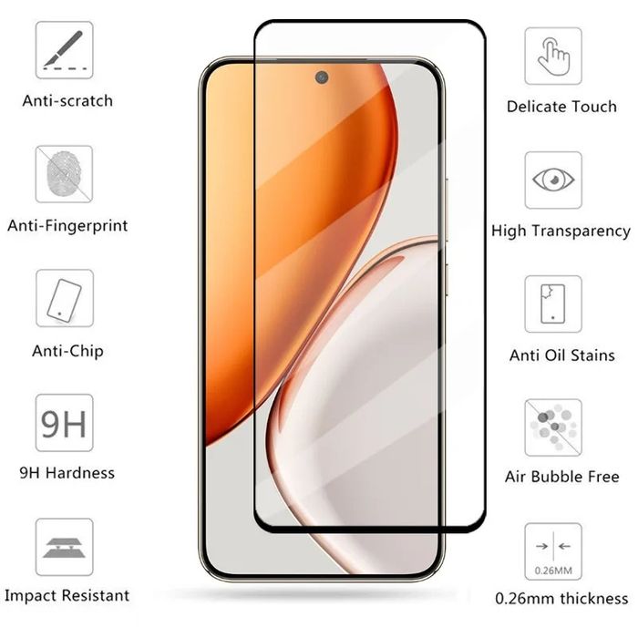 Honor Magic 8 Lite / 5D ЦЯЛО ЛЕПИЛО Стъклен протектор за цял екран