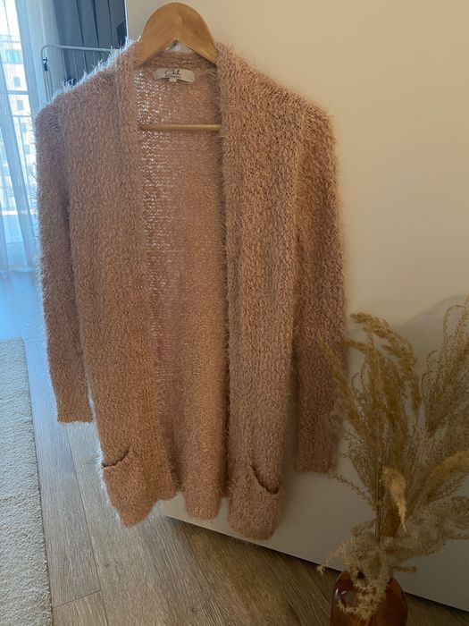 Cardigan pufos roz pal