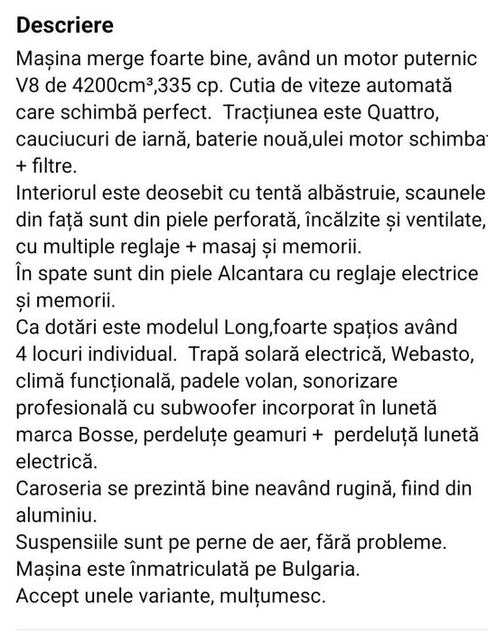 Audi A8L V8i Quattro