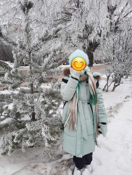 Длинный пуховик детский на девочку 152