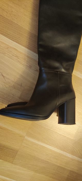 Cizme din piele naturala, brand Zara, negru, mărime 38