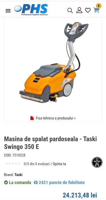Masina spălat pardoseli Task swingo  350 E