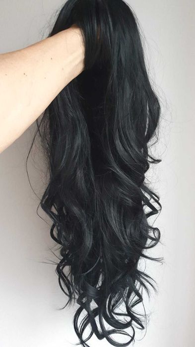 Par lungă ondulată, păr sintetic  ,pentru femei culoare negru 70 cm