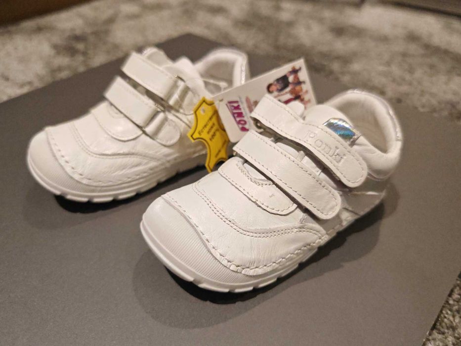 Бели кожени обувки PONKI №24 – Barefoot Comfort Line нови