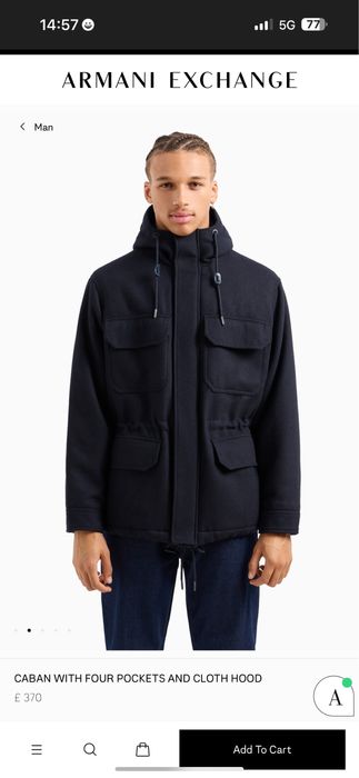 Palton,haina amestec lana,Armani Exchange,marime M-L