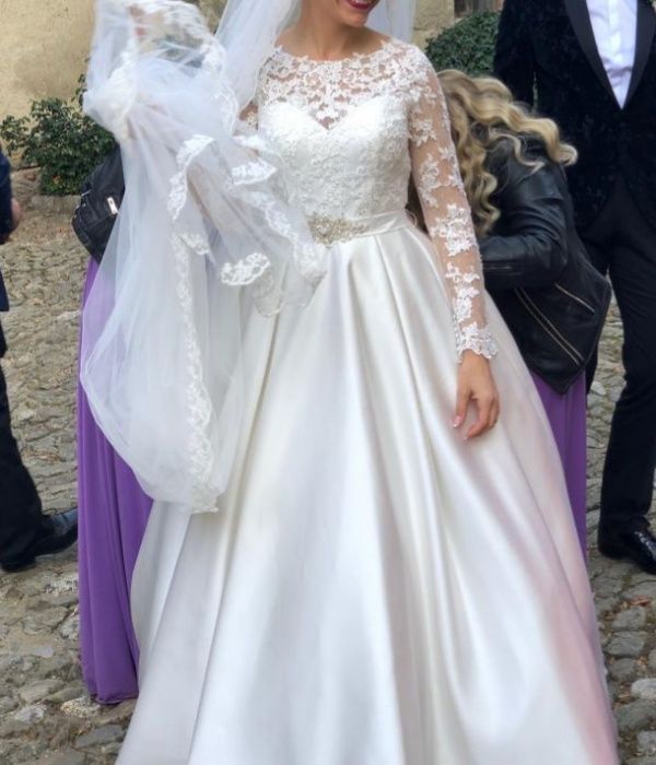 Rochie de mireasa 36-38 tafta si dantela
