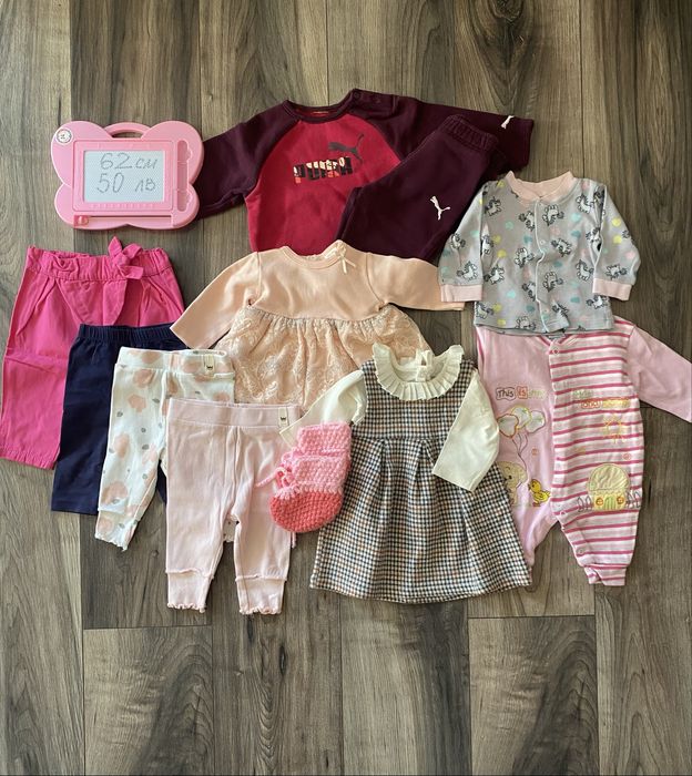 Дрехи за момиче 62-68 см 3-6 месеца