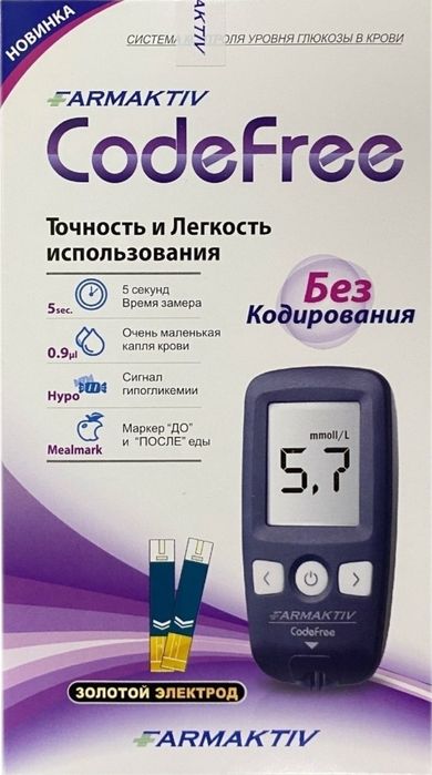 Глюкометр для измерения глюкозы, сахара Code Free, тестполоски