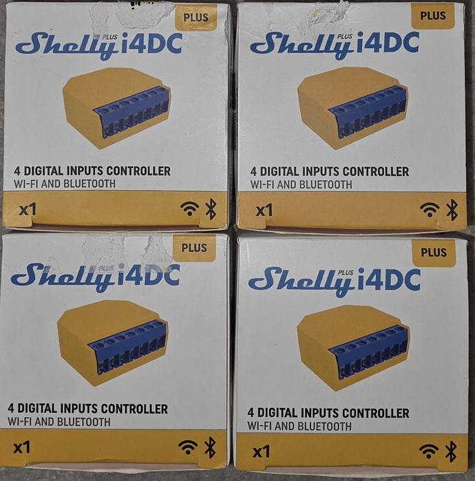 Shelly Plus i4 DC Smart Întrerupător Intermediar cu Wi-Fi și Bluetooth