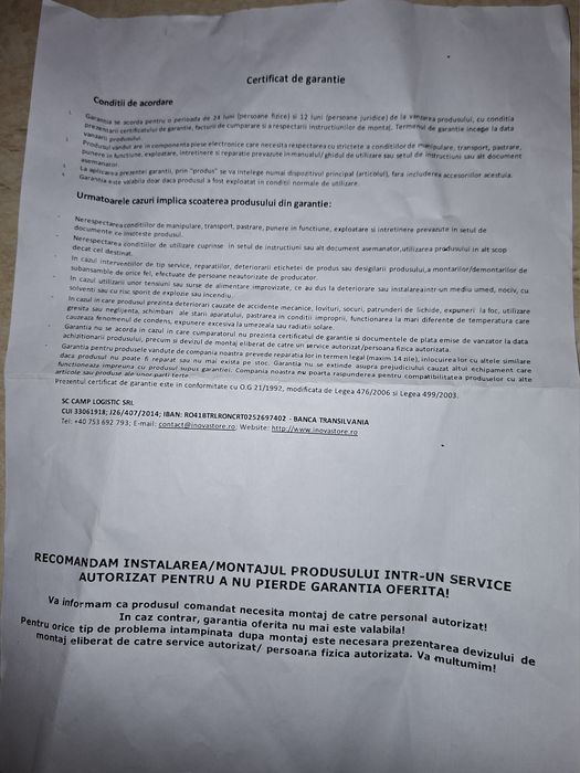 Vând cameră marșarier