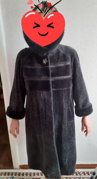Шуба мутон с отделкой норкой
