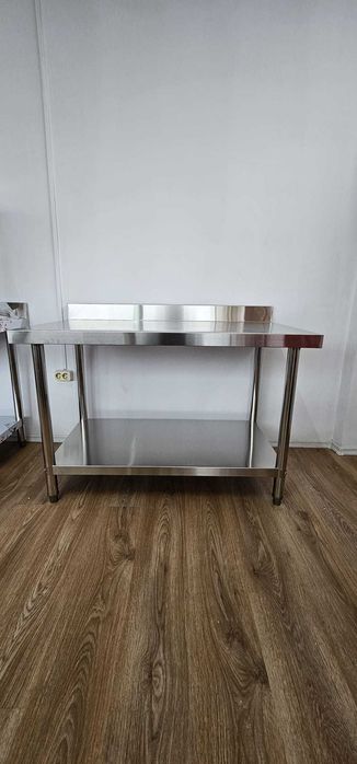 Masa de lucru cu etajera, raft inox 1.2m si 1.5m -TRANSPORT GRATUIT