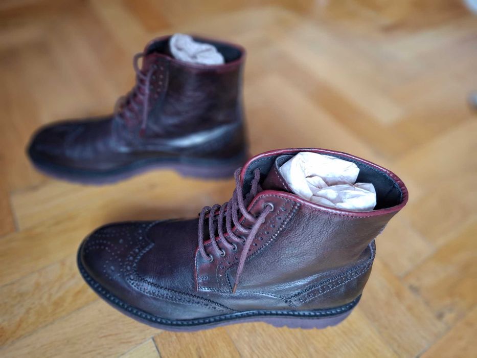 Ghete cizme oxford Massimo Dutti, bărbătești, piele naturala, maro, 42