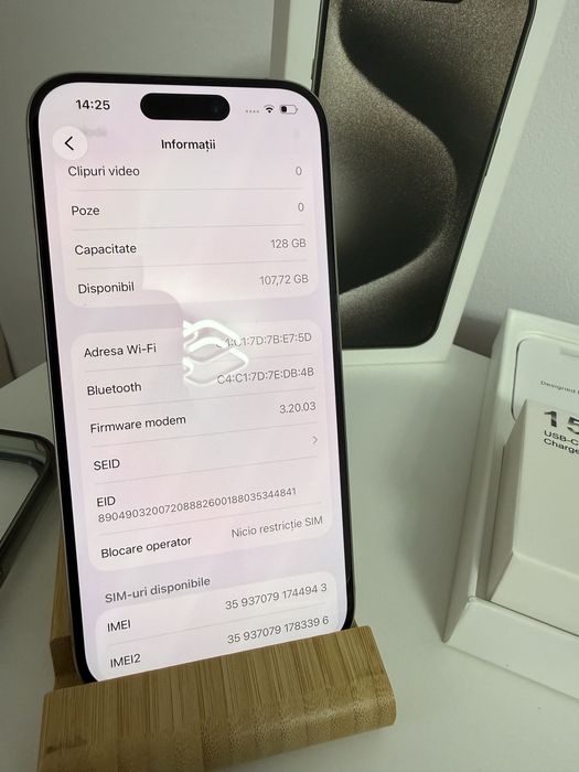 iPhone 15 Pro, 128Gb, Bat 91%, Impecabil