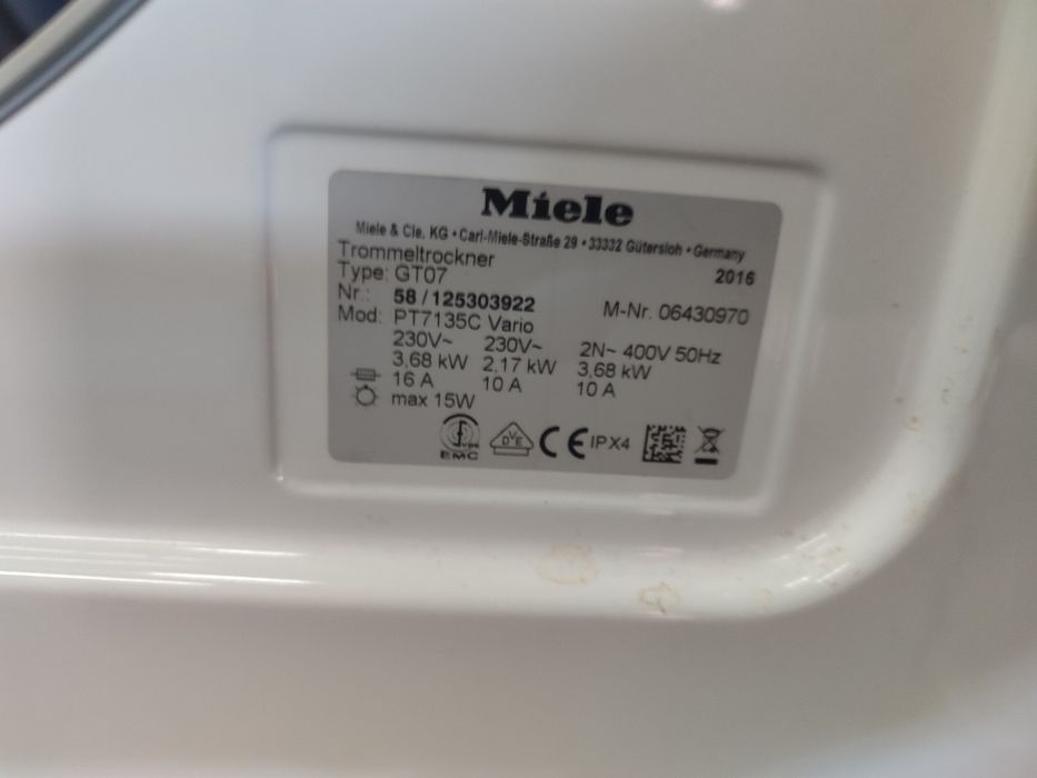Сушилня Miele Profesional PT7135C Vario - 6.5кг. клас В