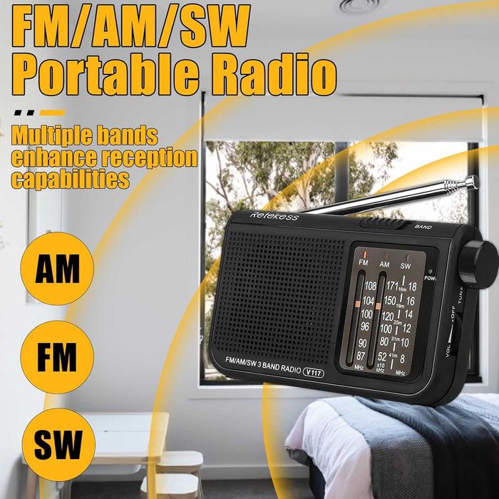 RETEKESS V117 FM,AM,SW портативен радиоприемник