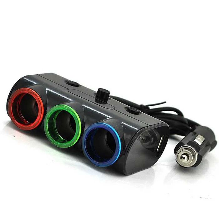 Priza auto 12V/24V Olesson 1523 cu 5 intrari 120W negru