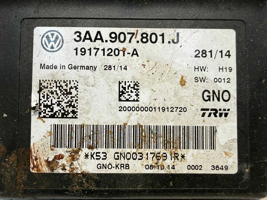 Modul frână de mana EPB  Volkswagen Passat B7 3AA907801J 2014 / [2011-2014] / (5B3)
