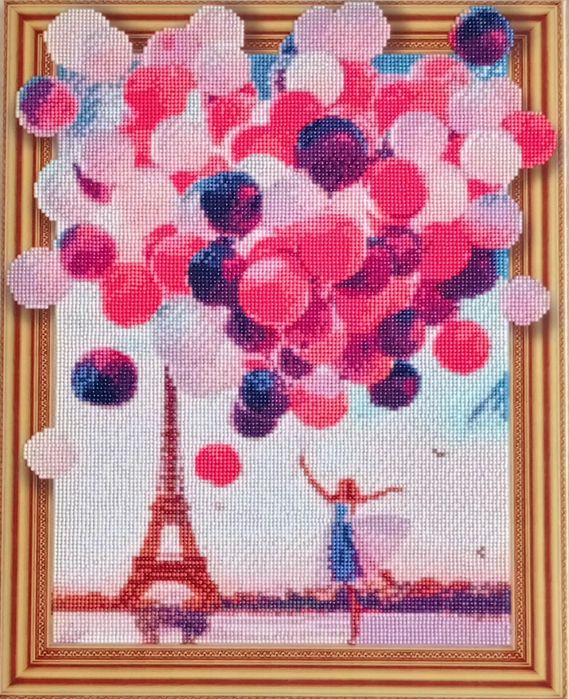 Картина "Девушка с шарами". Алмазная мозайка.