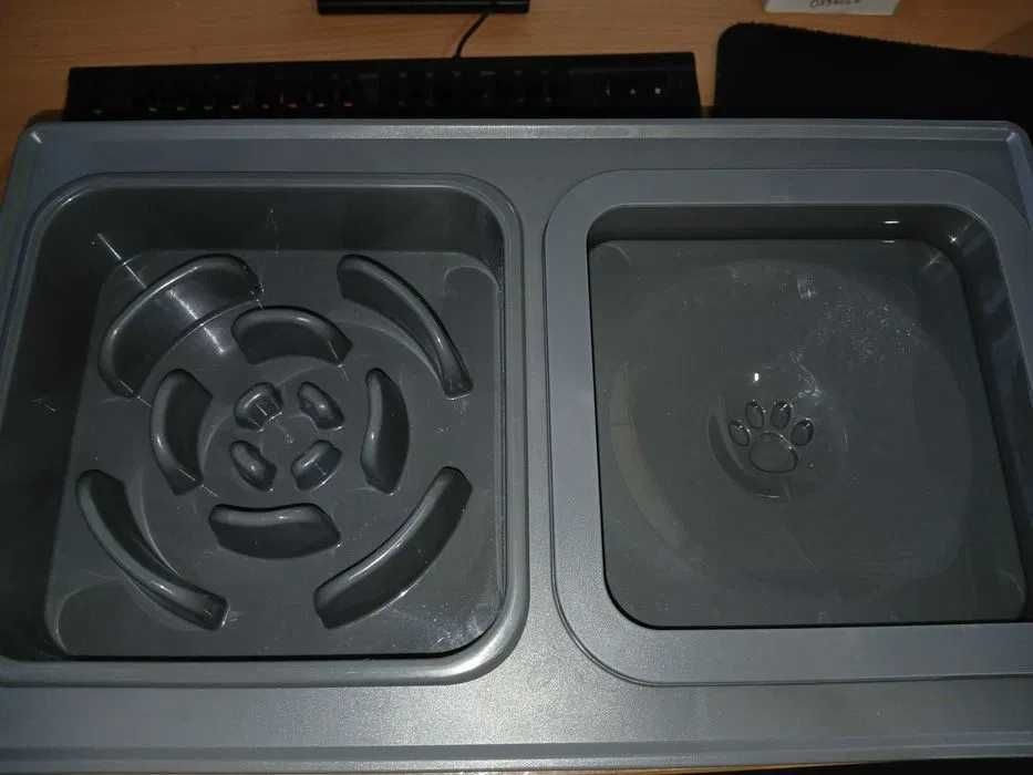 Bol ajustabil pentru caini, antistropire, cu 2 compartimente, Gri