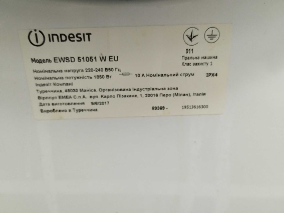 Части за пералня машина индезит