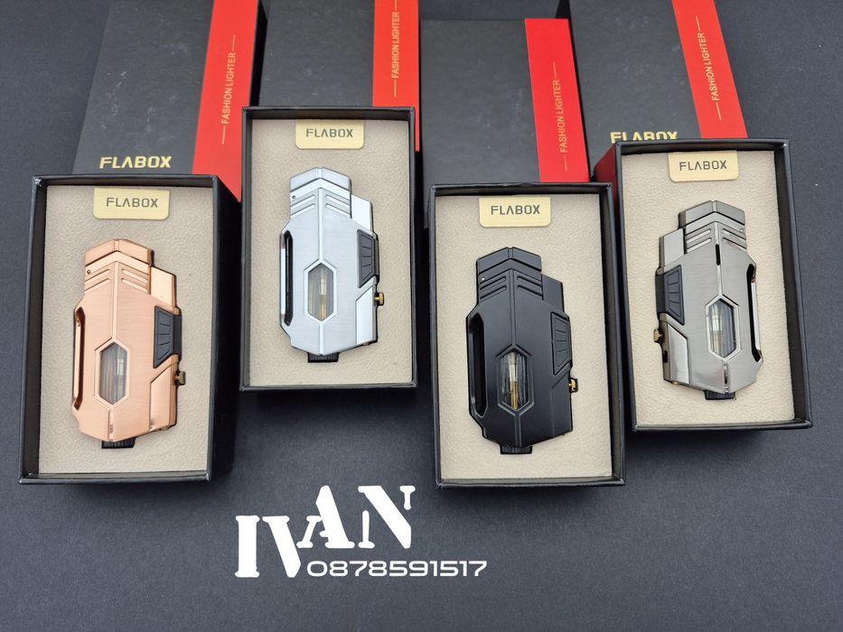 Запалка за пури с двоен джет Flabox  с вграден пънч за дупчене на пури