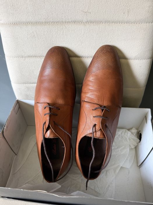 Pantofi de barbat maro din piele naturala eleganti cu siret - 39
