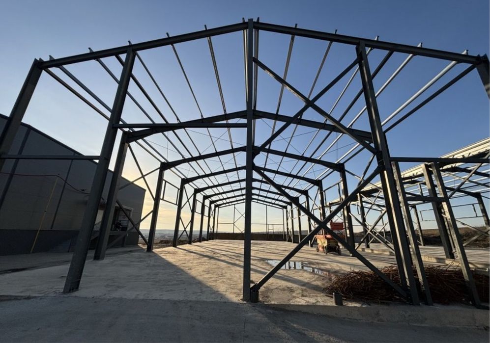 Structura metalica 15x25 din profil ipe 240 ferme si hea200