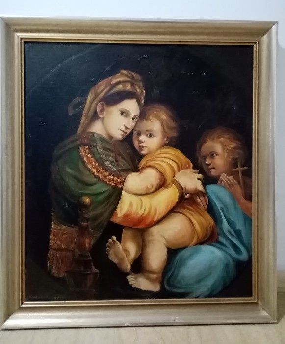 Tablou Pictură în ulei pe lemn lucrare de maestru după Madonna Della