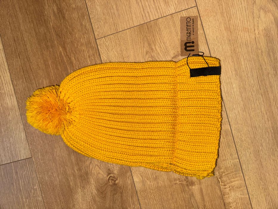 Caciula unisex galben mustar 50% lana Merinito