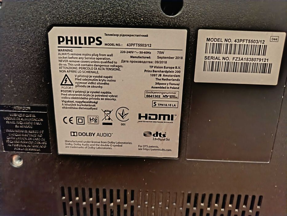 Televizor Philips 43PFT5503/12 Full HD LED TV, 108 cm