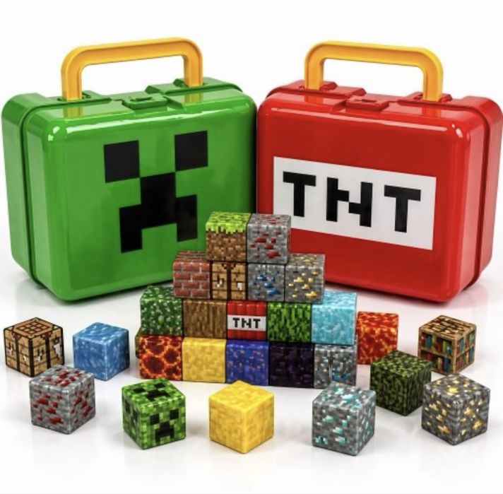 ПРОМО! Куфарче с 92 Магнитни кубчета Майнкрафт, Minecraft magnetic blocks