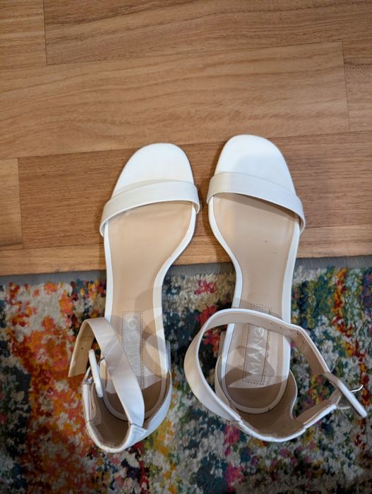 Бели сандали Mango, кожени
