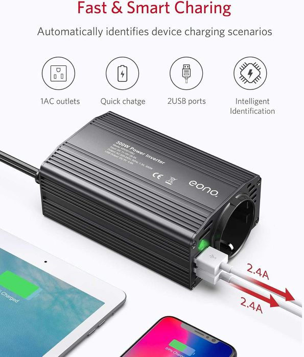 Invertor de tensiune Eono 12 V 230 V,300 W,sigilat